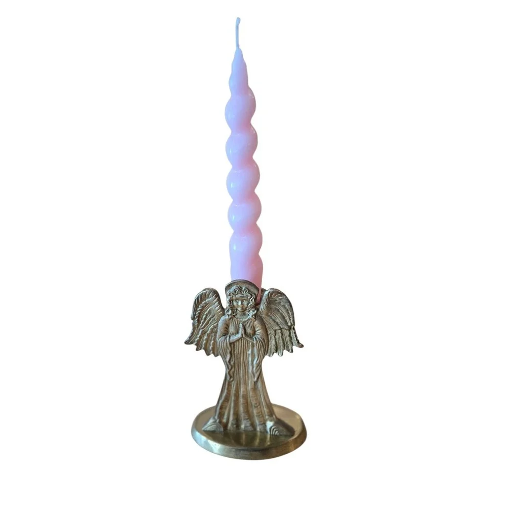 Vintage gold Angel Candle Holder  Victorian Christmas Holiday  Brass‎ Candle